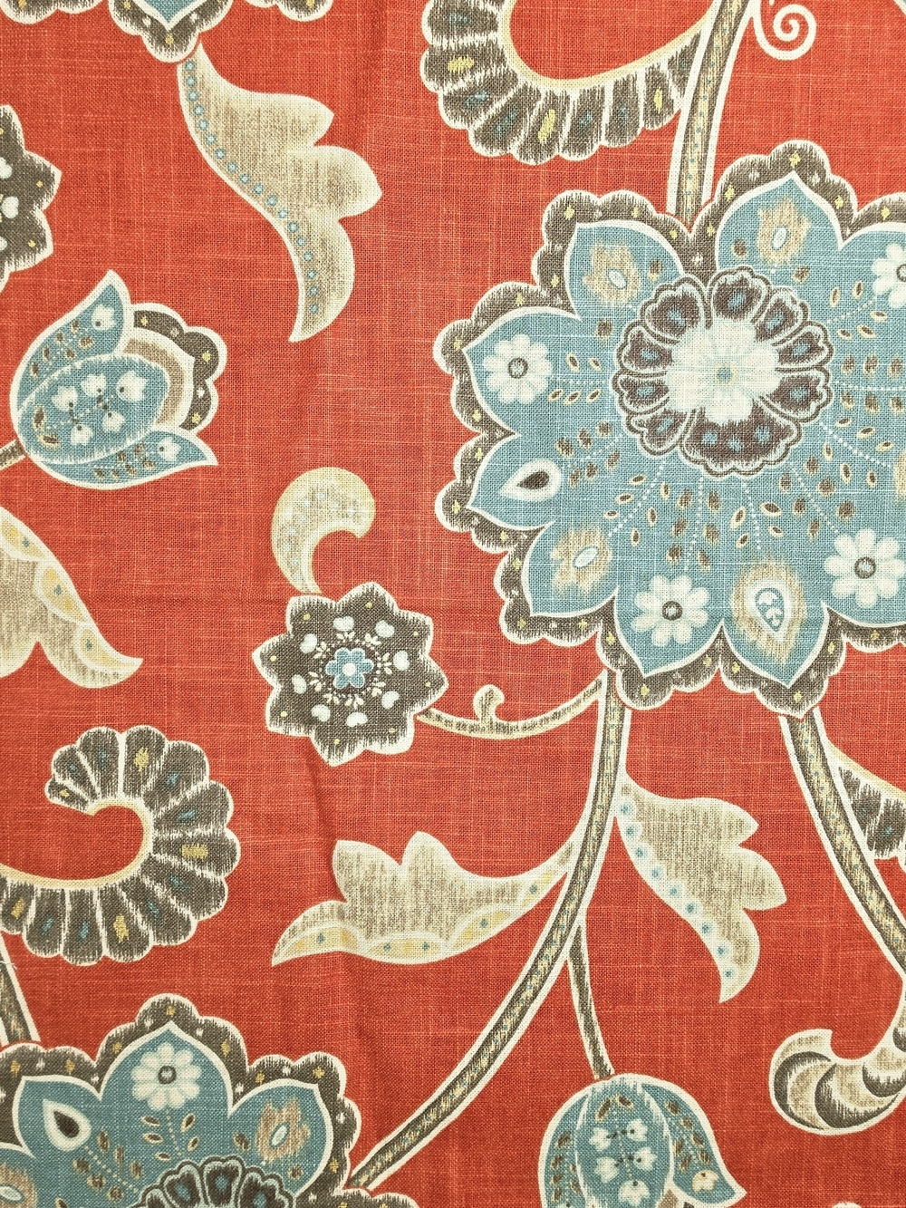 Braemore Floral Print Upholstery fabric in Coral and Teal About 2 Yards 54" Wide - Picture 7 of 8